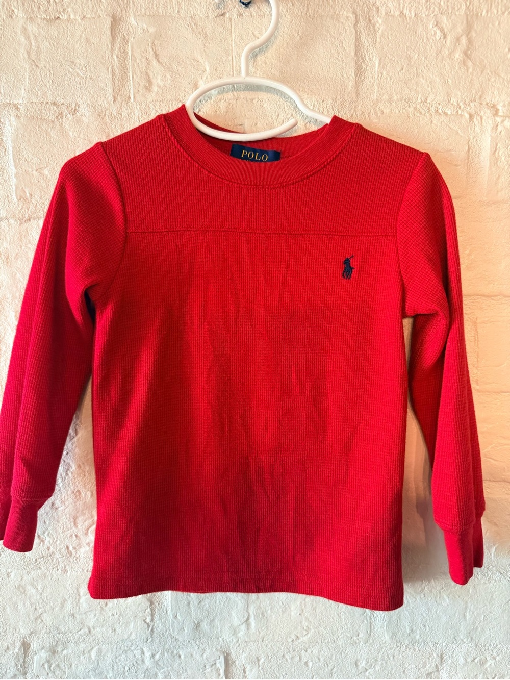 Polo by Ralph Lauren Red Long-Sleeve Thermal Tee with Navy Pony